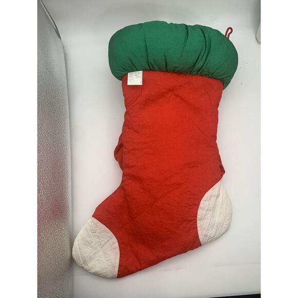 Vintage Parachute Puffy Nylon Plush Santa Stocking 3D Christmas 18" - Picture 4 of 7
